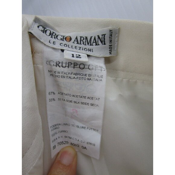 VINTAGE Giorgio Armani Skirt 12 Silk Blend Straight Pencil Pleated * - Picture 6 of 7